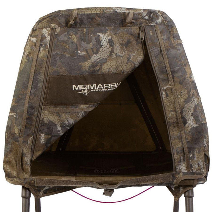 Chattanooga Higdon Outdoors MoMarsh Invisi Lab Optifade Timber durable dog blind for hunting or outdoor concealment.