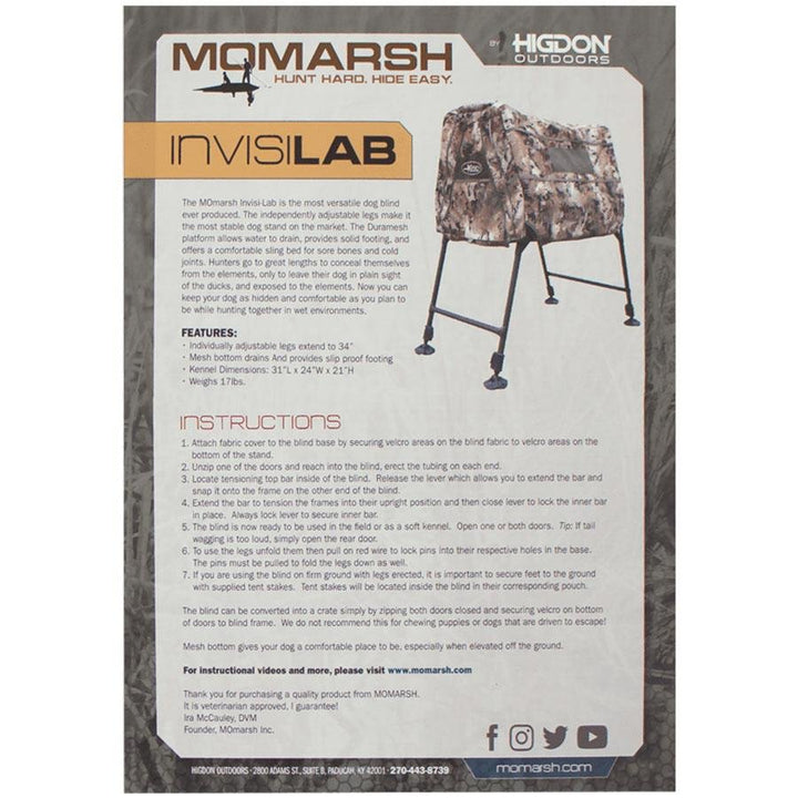 Chattanooga Higdon Outdoors MOmarsh Invisi Lab Optifade Timber durable dog blind for outdoor hunting and training.