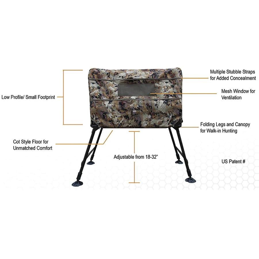 Chattanooga Momarsh Invisi Lab dog blind in Optifade Marsh, durable outdoor gear designed for outdoor dog beds and shelter.