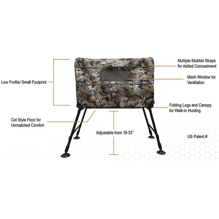 Chattanooga Momarsh Invisi Lab dog blind in Optifade Marsh, durable outdoor gear designed for outdoor dog beds and shelter.