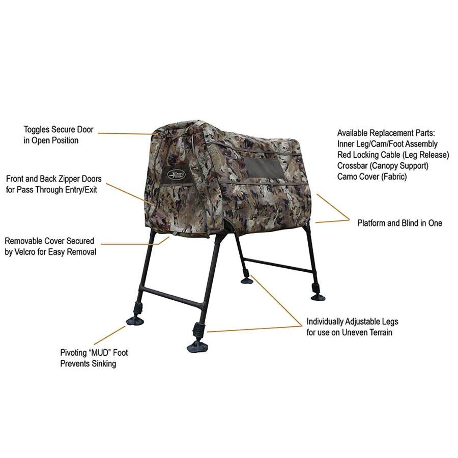 Chattanooga Momarsh Invisi Lab dog blind in Optifade Marsh, durable outdoor gear designed for outdoor dog beds and shelter.
