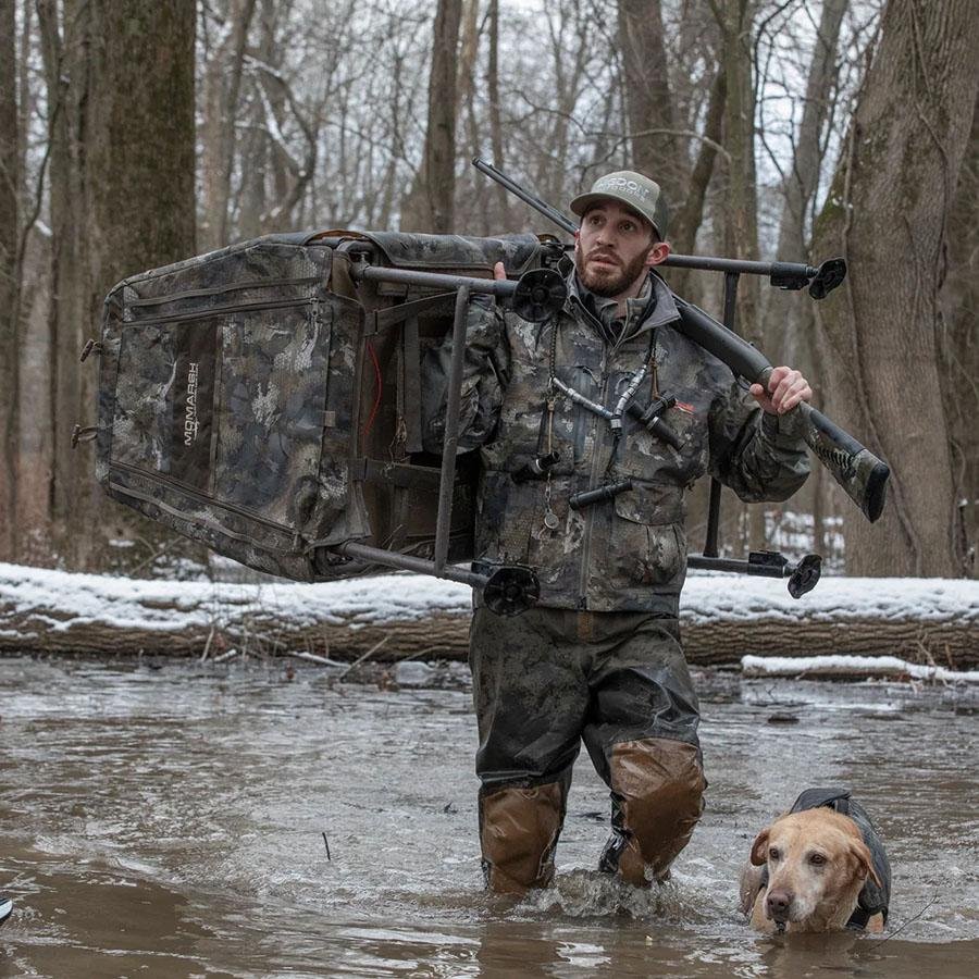 Chattanooga MOmarsh Invisi Lab Dog Blind in Optifade Marsh, durable outdoor gear for outdoor dog shelter or bed.