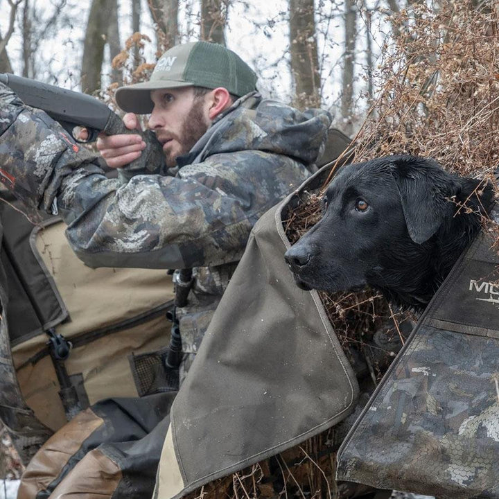 Chattanooga MOmarsh Invisi Lab Dog Blind in Optifade Marsh, durable outdoor gear for outdoor dog shelter and protection.