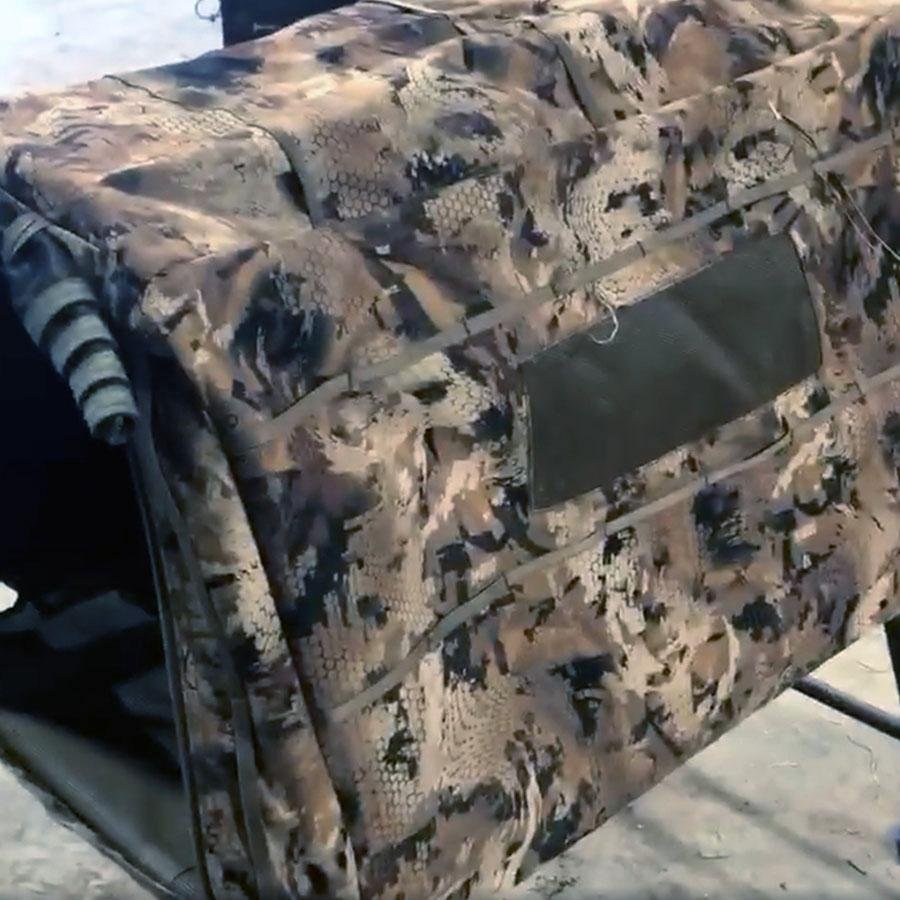 Chattanooga MoMarsh Invisi Lab dog blind in Optifade Marsh, durable outdoor gear designed for outdoor dog beds and blinds.
