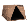 Chattanooga Higdon Outdoors Quick Draw Dog Blind in dirt color, durable fabric with camouflage pattern for outdoor hunting or training.