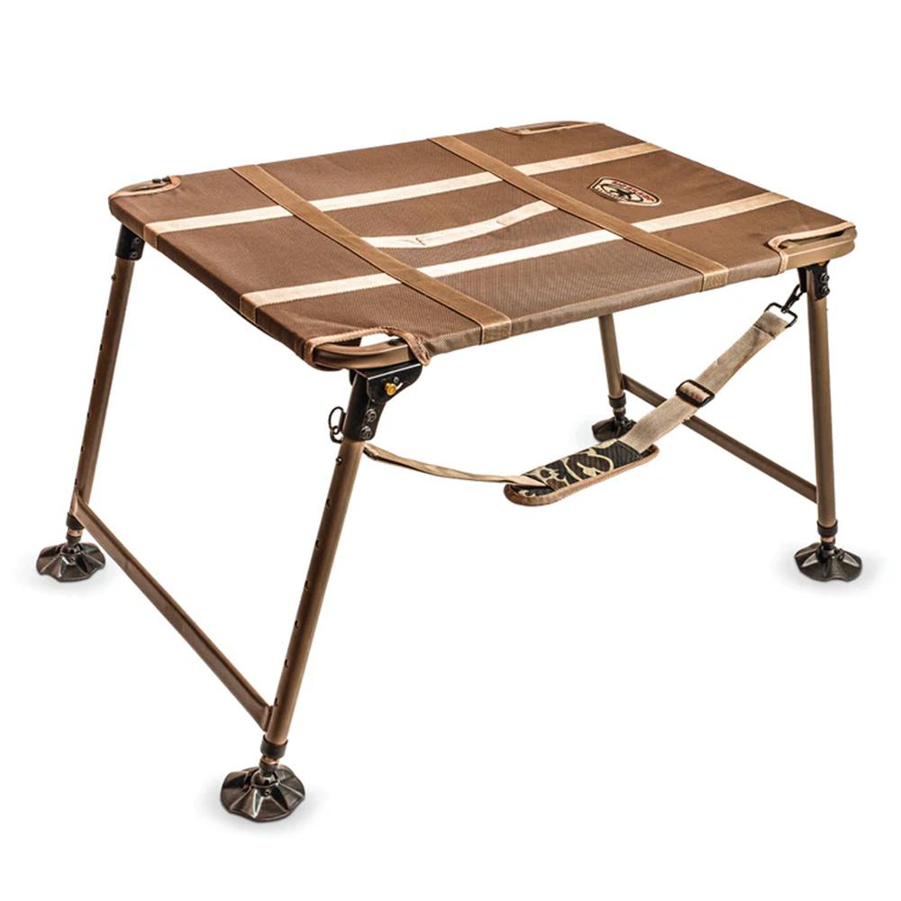 Chattanooga RigEm Right Swamp Bully dog stand with durable, adjustable platform and mesh top for stable outdoor dog blind use.