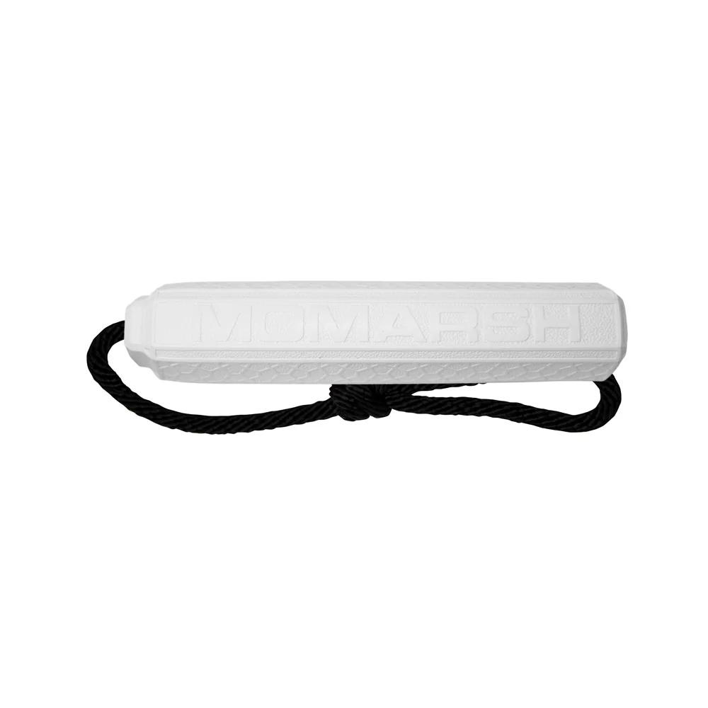 Chattanooga MOmarsh Medium Mark white dog training bumper made of EVA foam, 9x2 inches, floatable for water training.