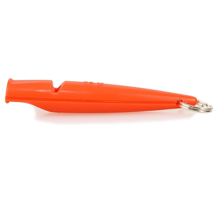 Orange plastic Chattanooga Omnipet Acme dog training mouth whistle, compact and lightweight for effective training.