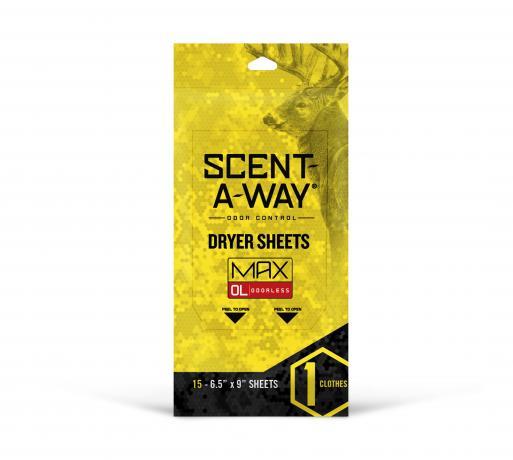 Chattanooga Scent A Way Max Odorless Dryer Sheets, 15 count, fabric care static control, fresh scent, for odor elimination.