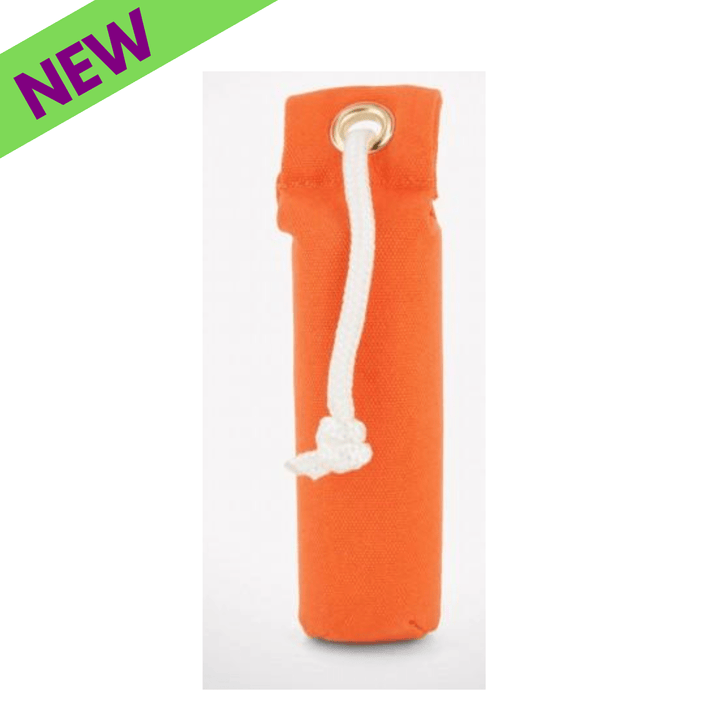 Chattanooga SportDOG orange canvas puppy training dummy for effective dog training, designed for puppies to carry and fetch.