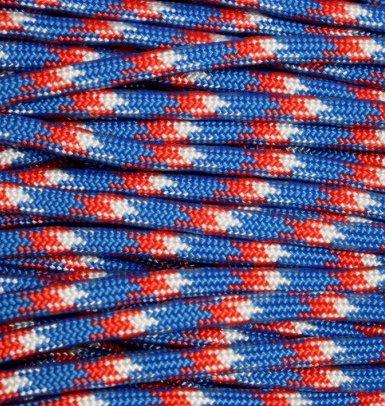 Chattanooga red, white, and blue camo 100-foot 550 paracord for emergency and outdoor survival activities