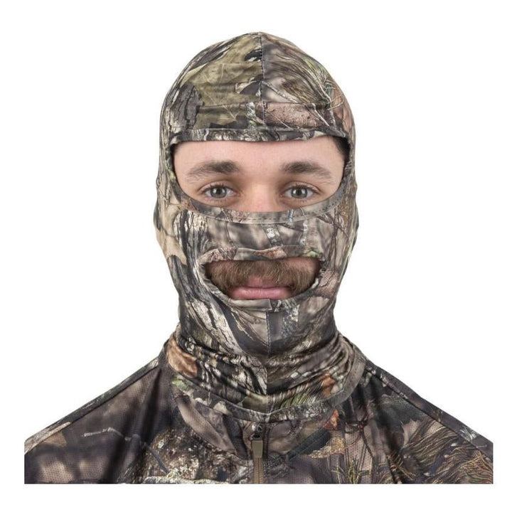 Chattanooga Allen Stretch Fit full head net face mask in Mossy Oak Country spandex, lightweight and breathable balaclava for outdoor use