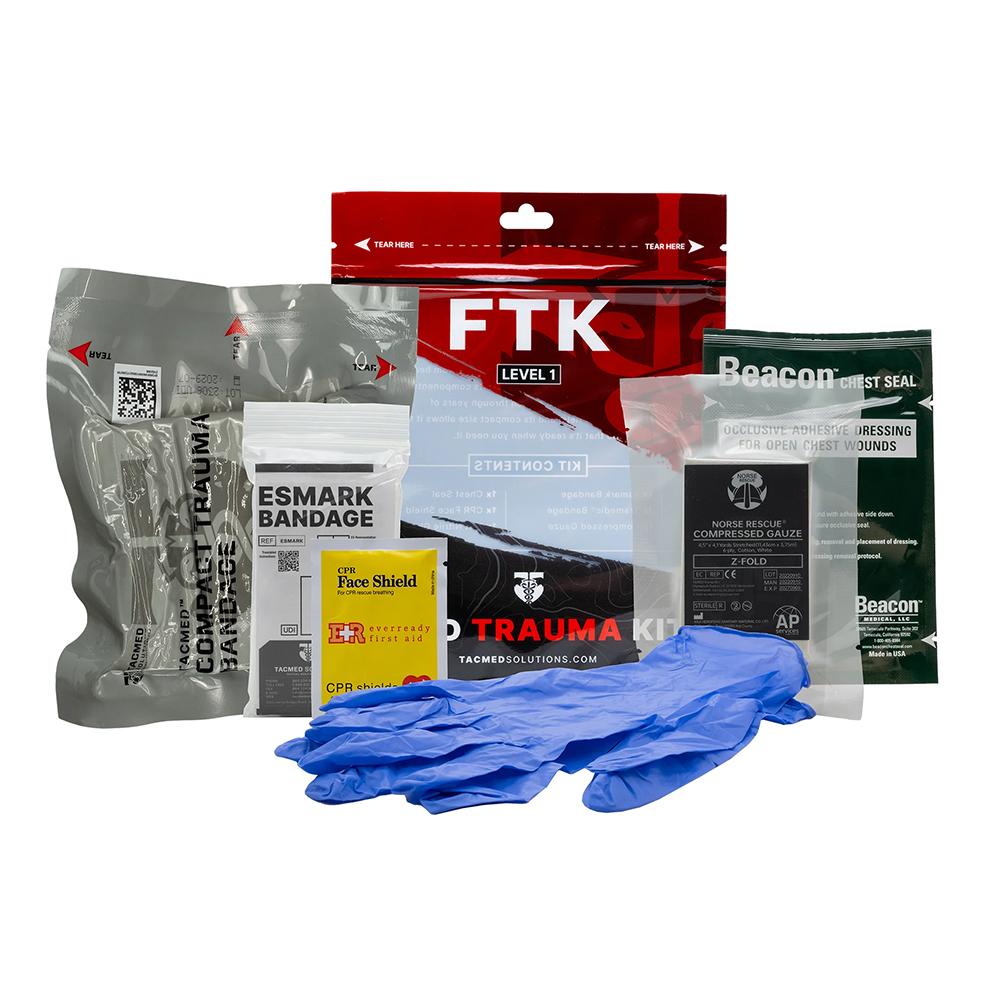 Chattanooga TacMed Solutions Level 1 Field Trauma Kit in compact durable case for emergency first aid situations.