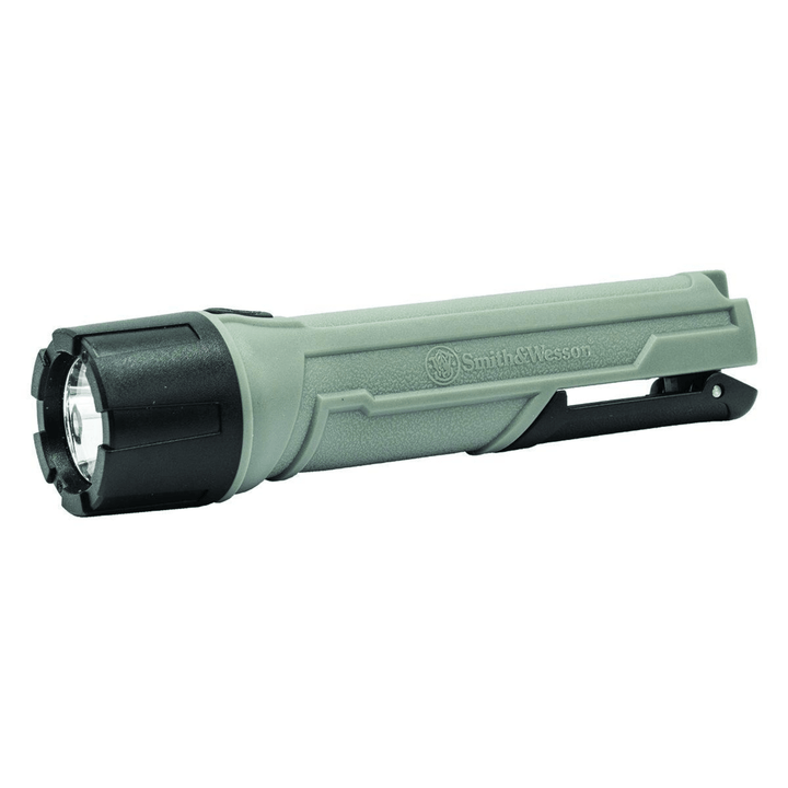 Chattanooga S&amp;W Night Guard Pro compact flashlight with 390 lumens, three modes, and sturdy design for outdoor or tactical use.