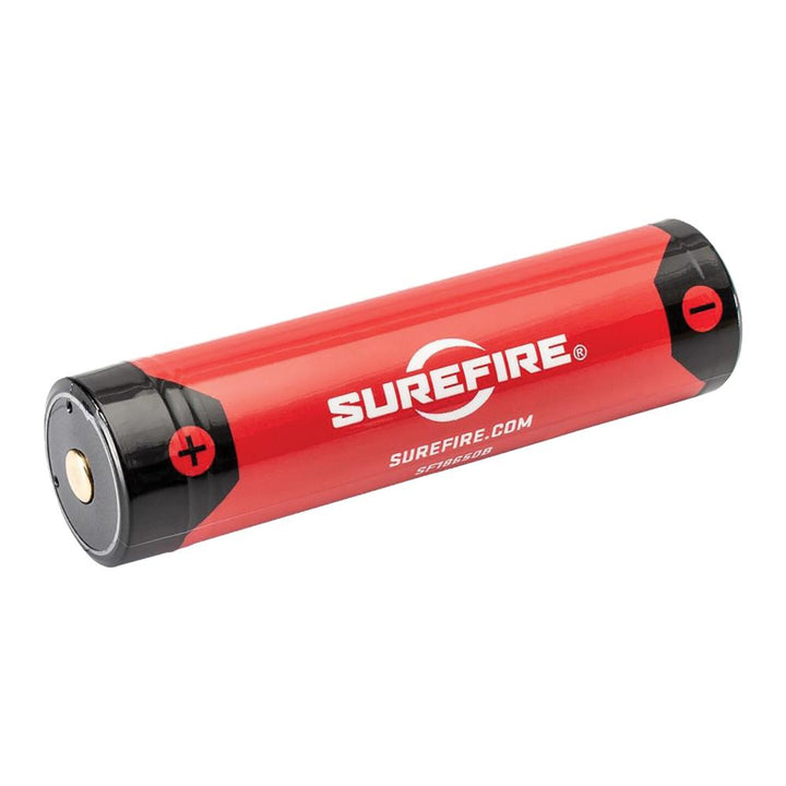 Chattanooga flashlight with SF Micro USB lithium-ion rechargeable battery, showing the long-lasting, reliable power cell.
