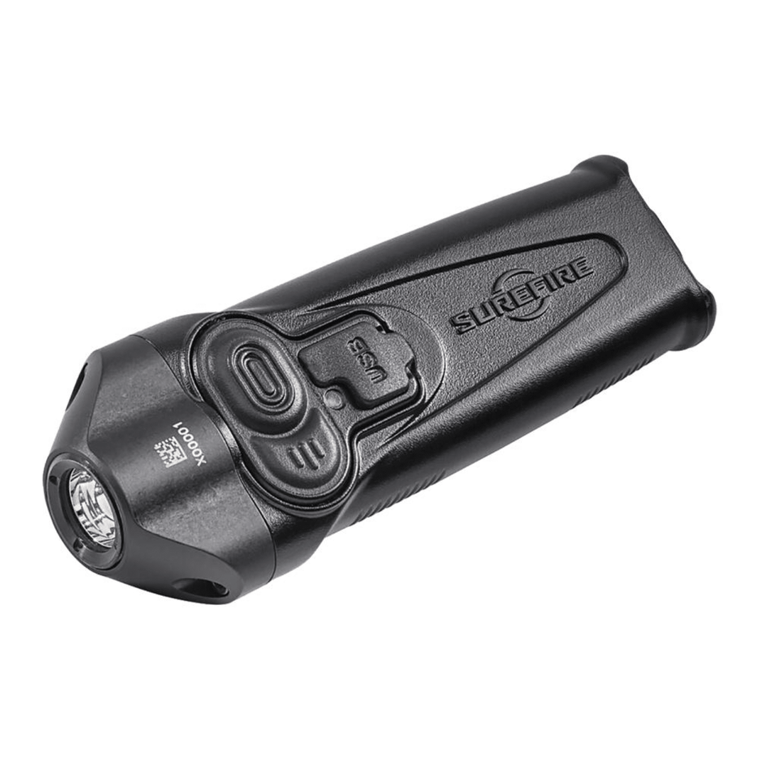 Chattanooga SF Stiletto rechargeable pocket LED flashlight in black with 650 lumens, compact and multi-output design.