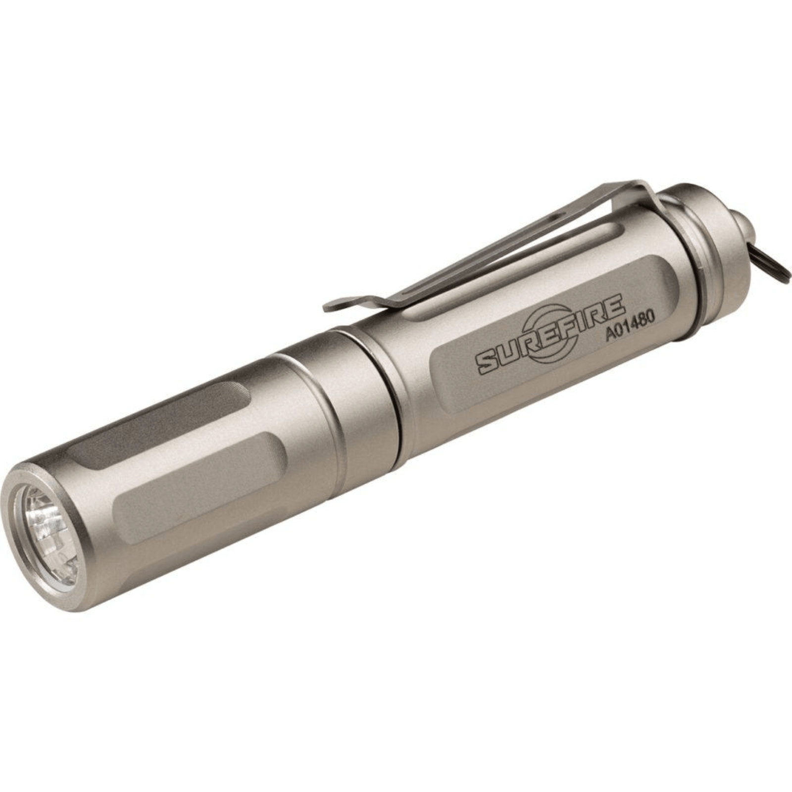 Chattanooga SF Titan-B ultra-compact keychain flashlight in silver, 300 lumens, small and portable for everyday use