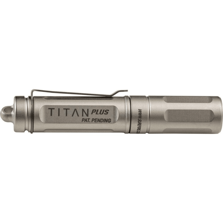 Chattanooga SF Titan-B compact silver keychain flashlight with 300 lumens, small pocket-sized LED illumination.