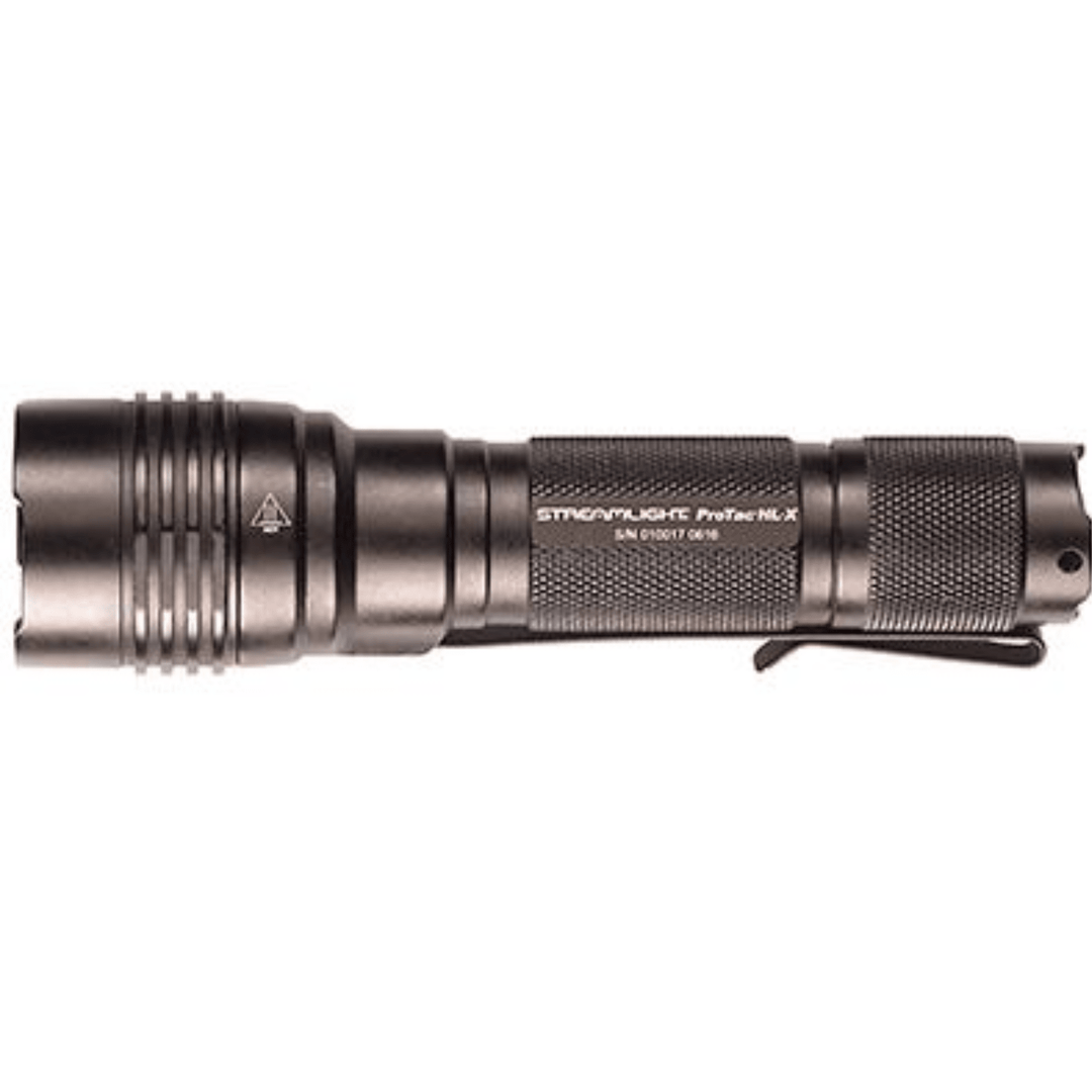 Black Streamlight ProTac HL-X USB flashlight with 1000 lumens, rechargeable battery, featuring a rugged design for durable use.