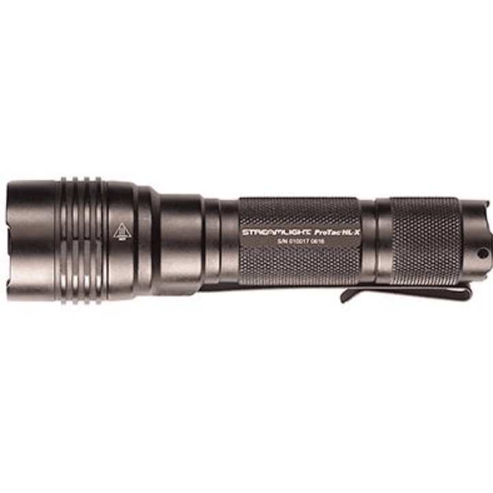 Black Streamlight ProTac HL-X USB flashlight with 1000 lumens, rechargeable battery, featuring a rugged design for durable use.