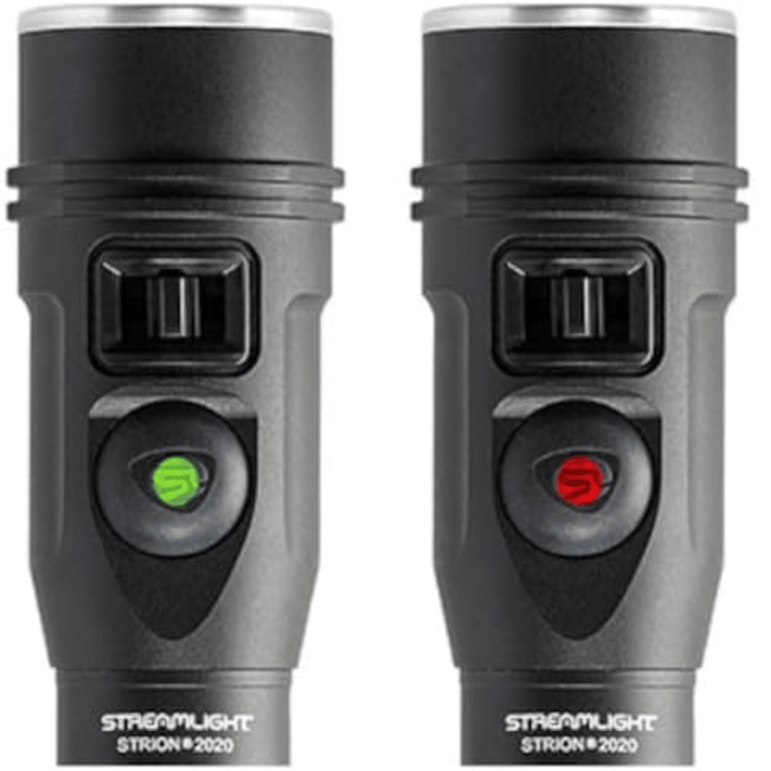 Chattanooga Streamlight Strion 1200 Lumen rechargeable LED flashlight in black, showing its compact design and charging port