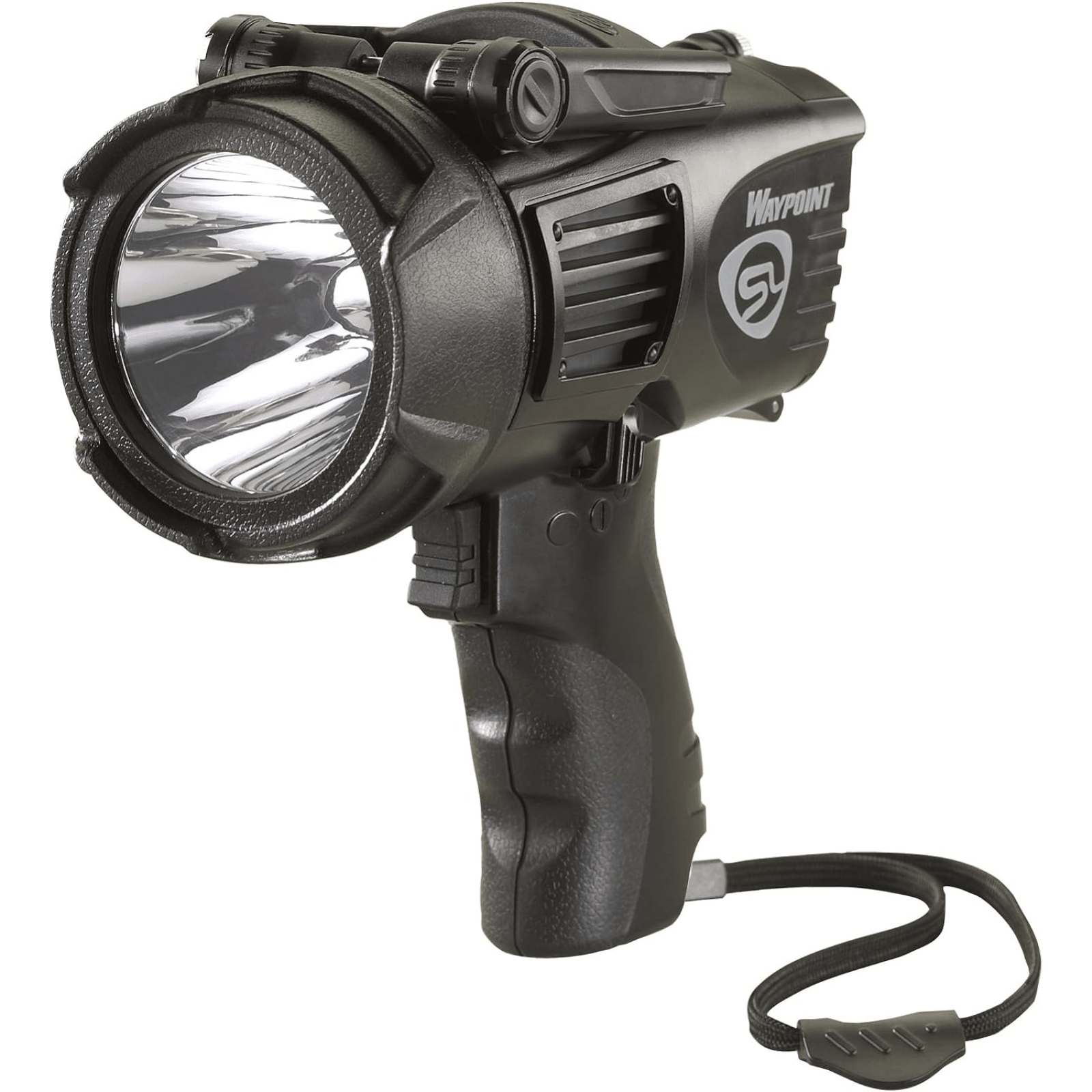 Black Streamlight Waypoint spotlight flashlight with high-performance, durable design and long-range beam for outdoor use.