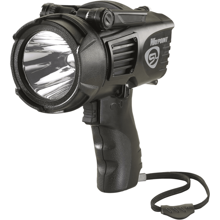 Black Streamlight Waypoint spotlight flashlight with high-performance, durable design and long-range beam for outdoor use.