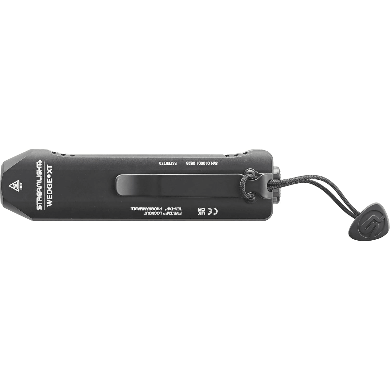 Black Streamlight Wedge XT 500 Lumen slim flashlight with USB cord, compact and portable for quick illumination.