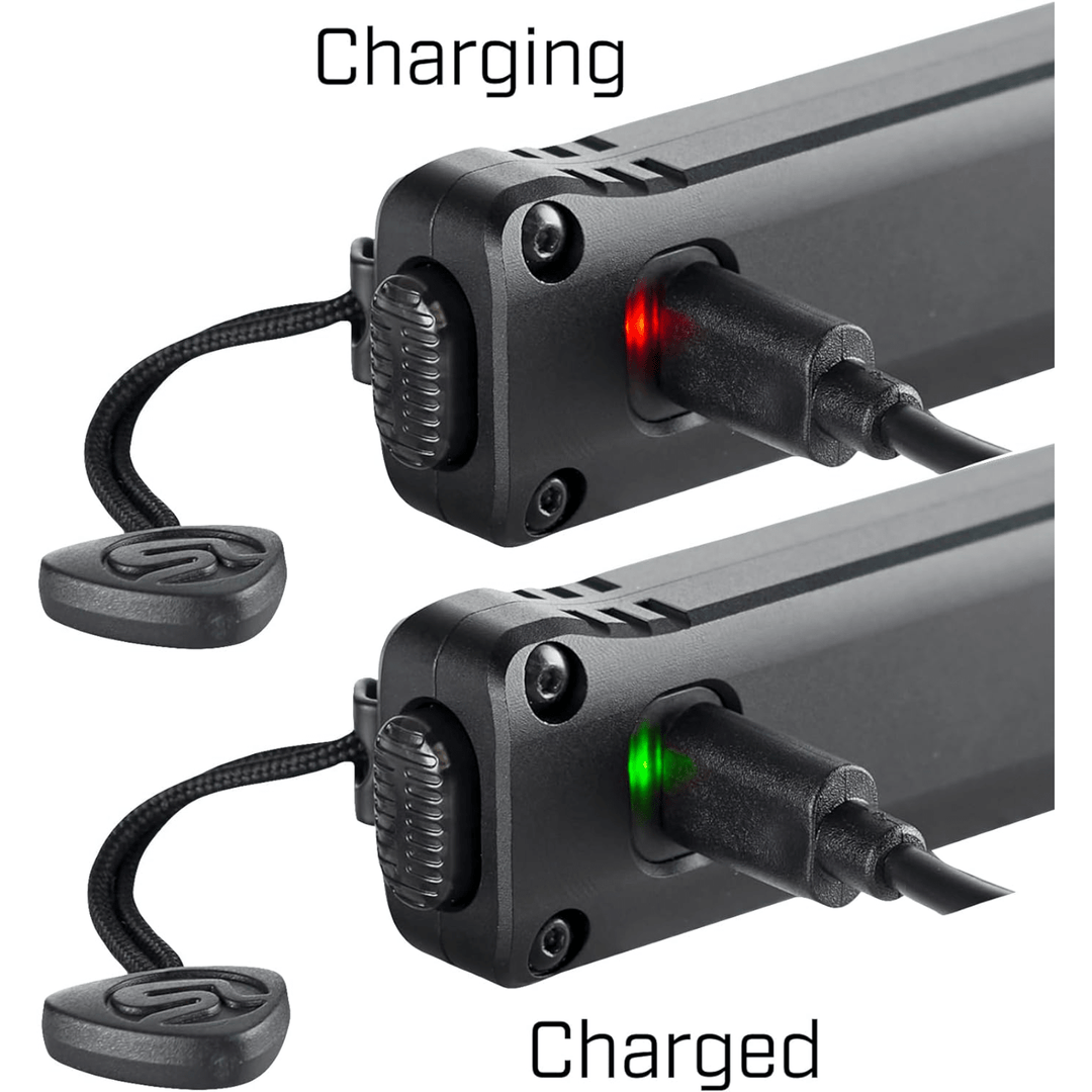 Chattanooga Streamlight Wedge XT 500 Lumen slim black flashlight with USB cord, compact handheld LED torch for versatile use.