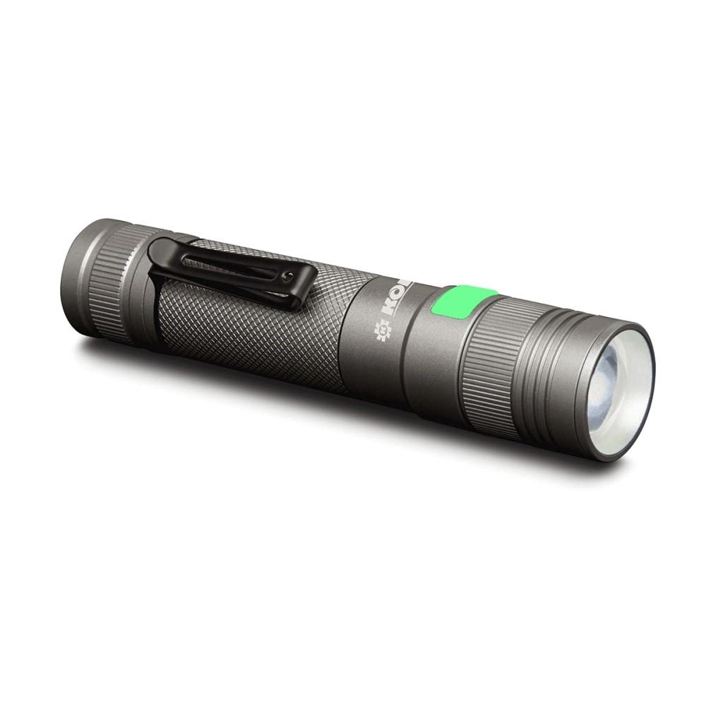 Chattanooga Konus RC5 rechargeable flashlight with 800 lumens, magnetic base, durable outdoor black design, ideal for outdoor use.