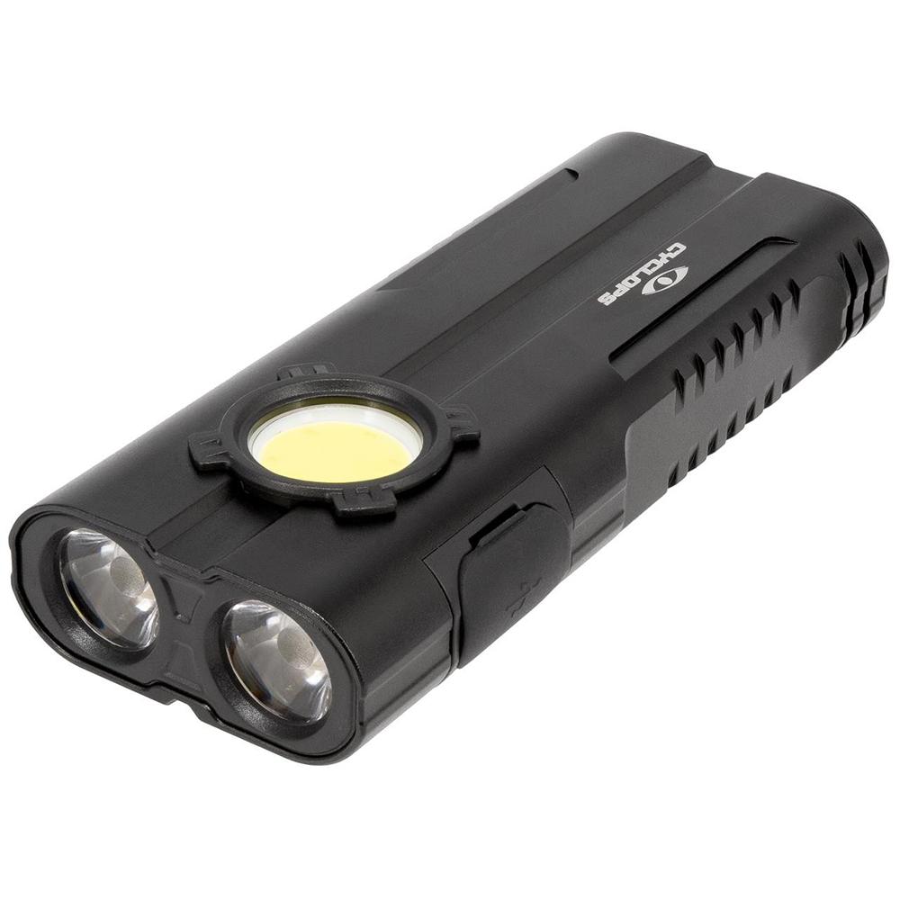 Chattanooga Cyclops Prolite flashlight in black with 350 lumens, portable design, durable construction, and handy clip.