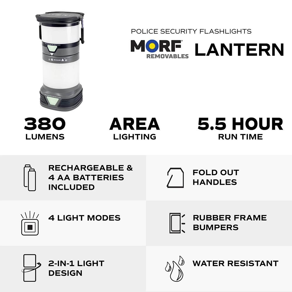 PS Flashlight MORF 2 in 1 Lantern 380 Lumen Black Portable Outdoor Light - POWER FIT SHOP — Powering Preparedness, Health &amp; Home