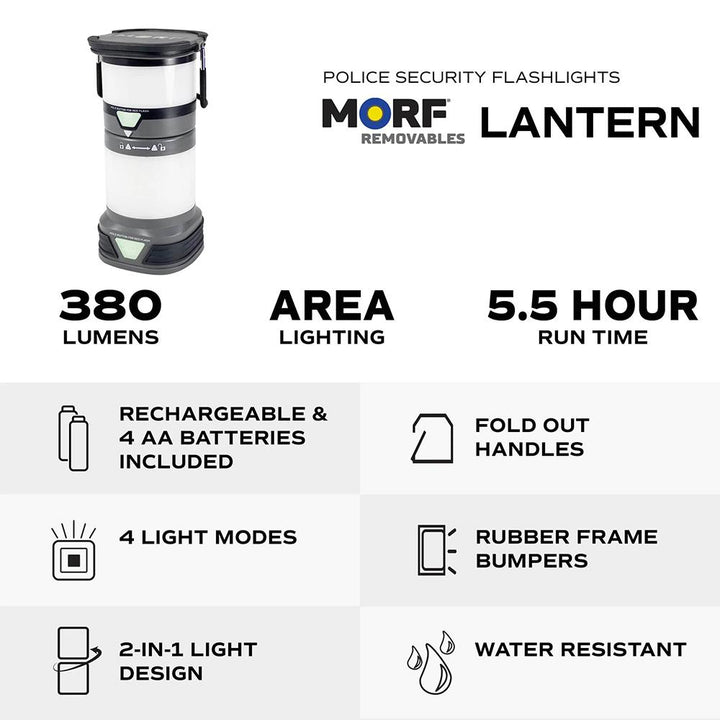 PS Flashlight MORF 2 in 1 Lantern 380 Lumen Black Portable Outdoor Light - POWER FIT SHOP — Powering Preparedness, Health &amp; Home