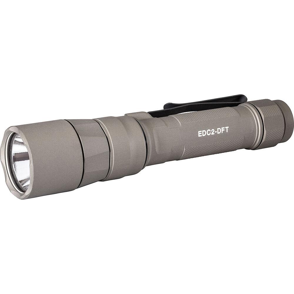 Chattanooga SF EDC 2 Turbo LED flashlight with 700 lumens, long-range beam, tan finish, and click tailcap.