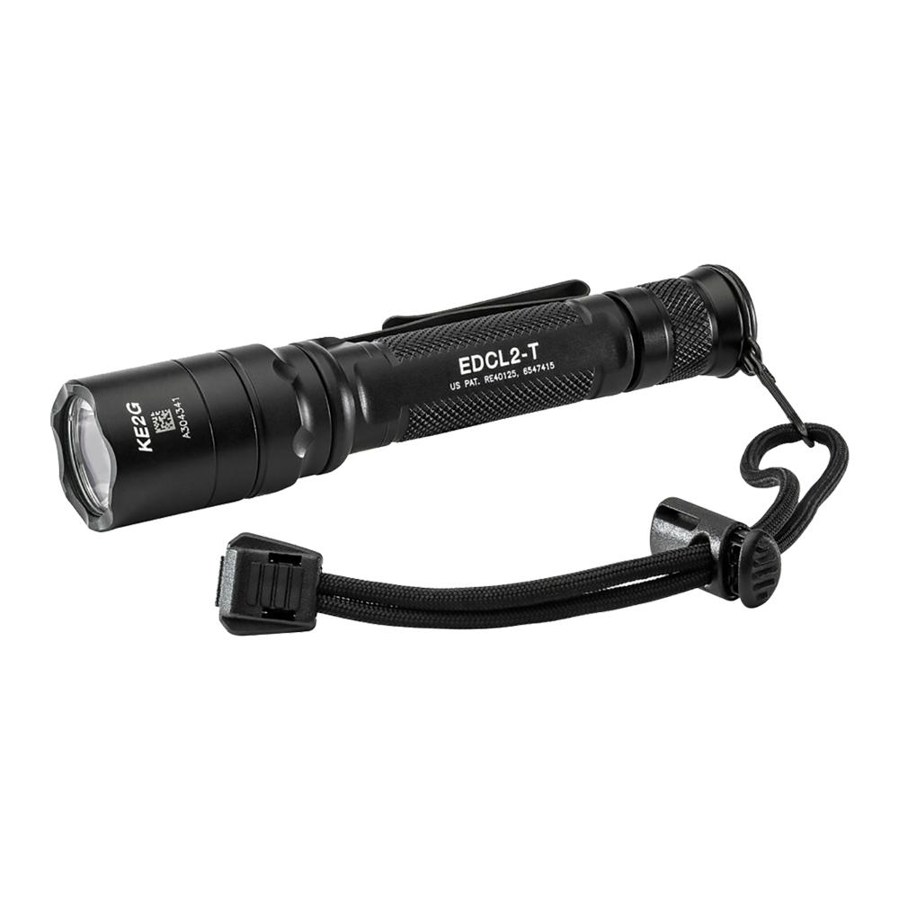 Black Chattanooga SF EDCL2 T dual output LED flashlight with 1200 lumens, compact design, and adjustable beam for everyday carry.