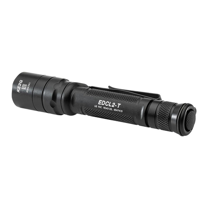 Black Chattanooga SF EDCL2 T dual output LED flashlight with 1200 lumens, compact design, and adjustable beam for everyday carry.