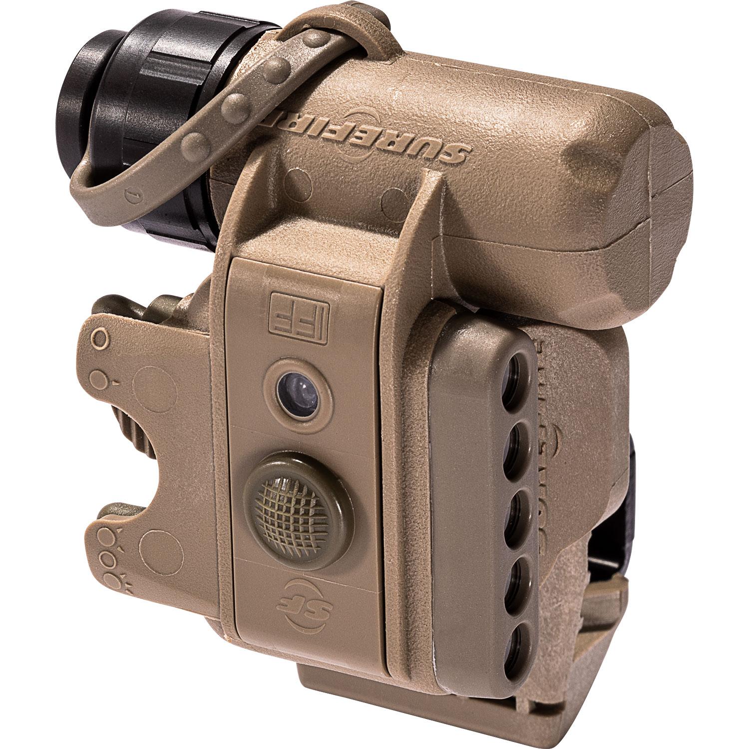 Chattanooga SF HL1 tan LED helmet light with multi-mode, hands-free illumination mounted on a helmet for outdoor or work use