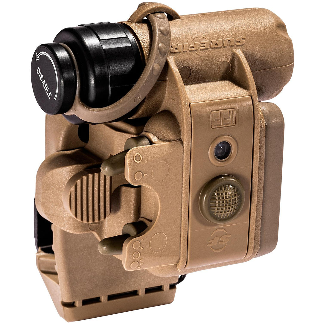 Chattanooga SF HL1 tan LED helmet light with multi-mode, hands-free illumination for outdoor and work safety.