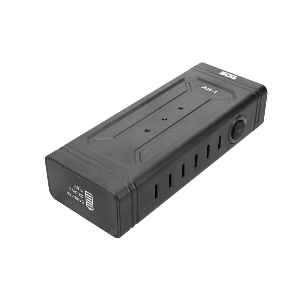 Black SOG Knives M113 flashlight with 4000 lumens, rechargeable outdoor light, compact and durable for outdoor use.