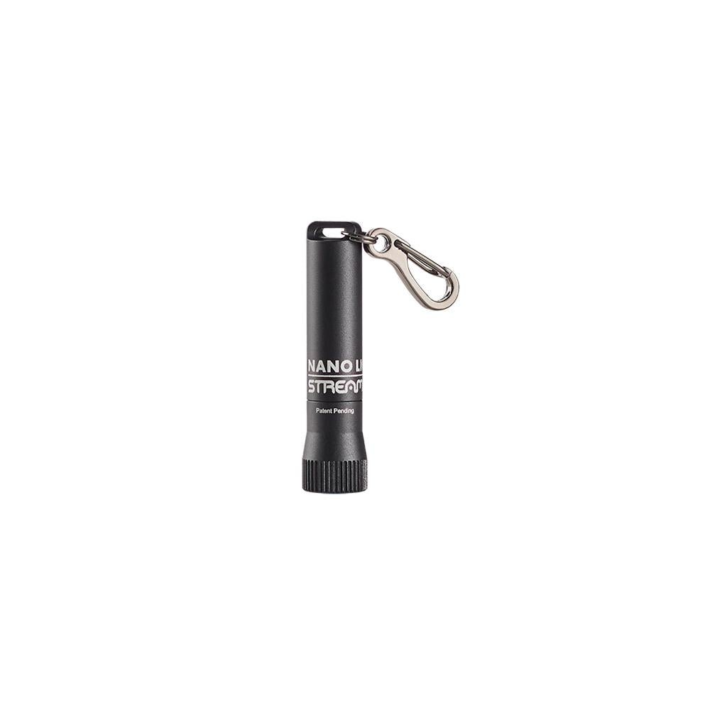 Black Streamlight Nano Light II flashlight with AAAA alkaline battery, compact and portable for everyday use.