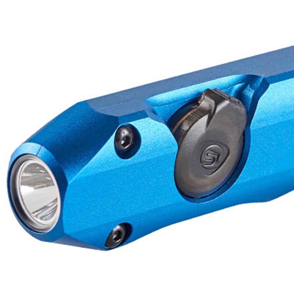 Orange Chattanooga Streamlight Wedge flashlight with USB-C cord and lanyard, compact LED flashlight for outdoor or emergency use.