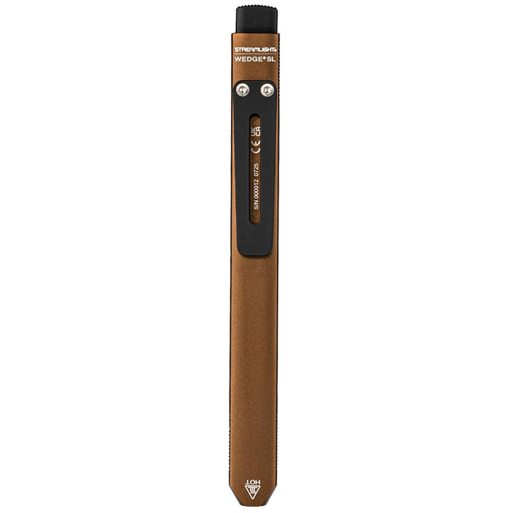 Streamlight Wedge SL inspection flashlight by Chattanooga in coyote color, compact pocket carry high-performance LED flashlight.