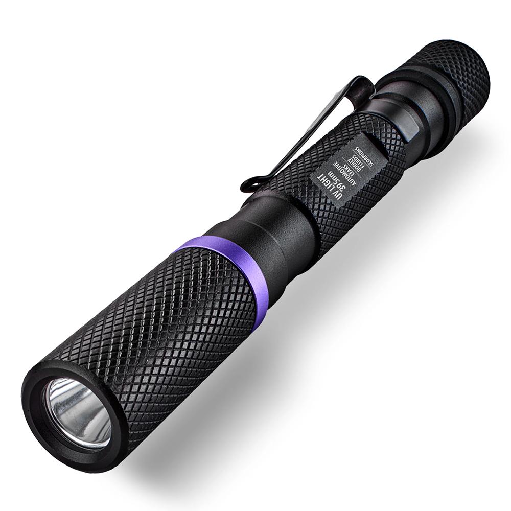 Chattanooga PS UV flashlight 395NM black slim portable LED inspection light for detecting UV fluorescence and security features.