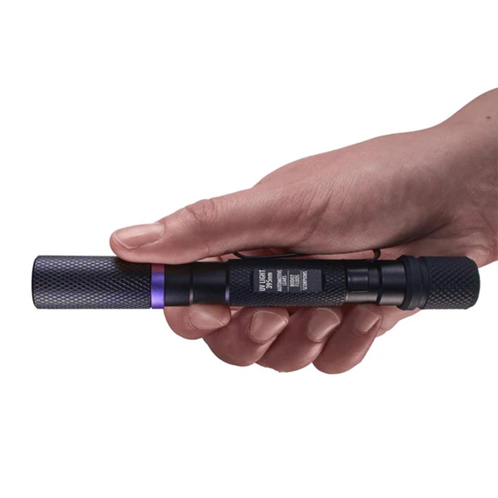 Black slim portable LED UV flashlight by Chattanooga, 395NM inspection light with compact design for flashlight and accessory use.