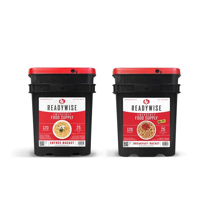 ReadyWise 240 Serving Pack 1 - 120 Breakfast Bucket &amp; 1 - 120 Entree (2 buckets - POWER FIT SHOP — Powering Preparedness, Health &amp; Home