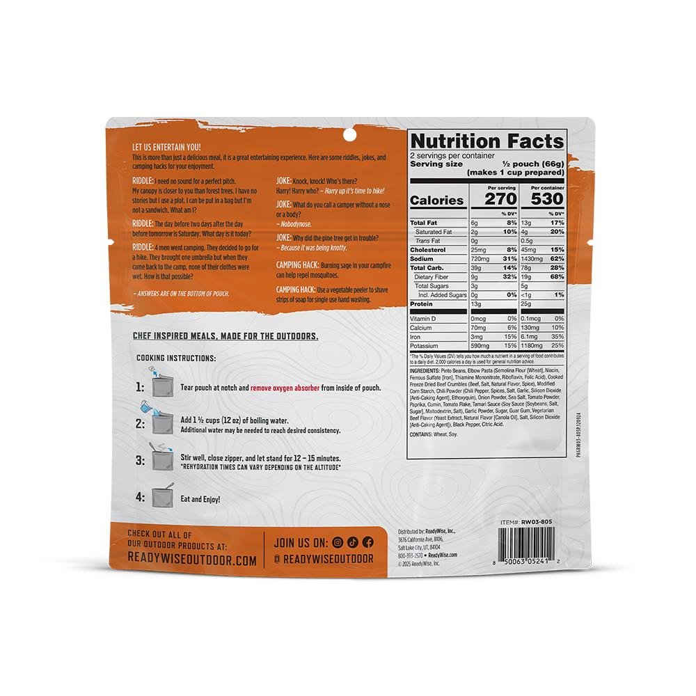 ReadyWise CP Chili Mac with Beef Single Serve