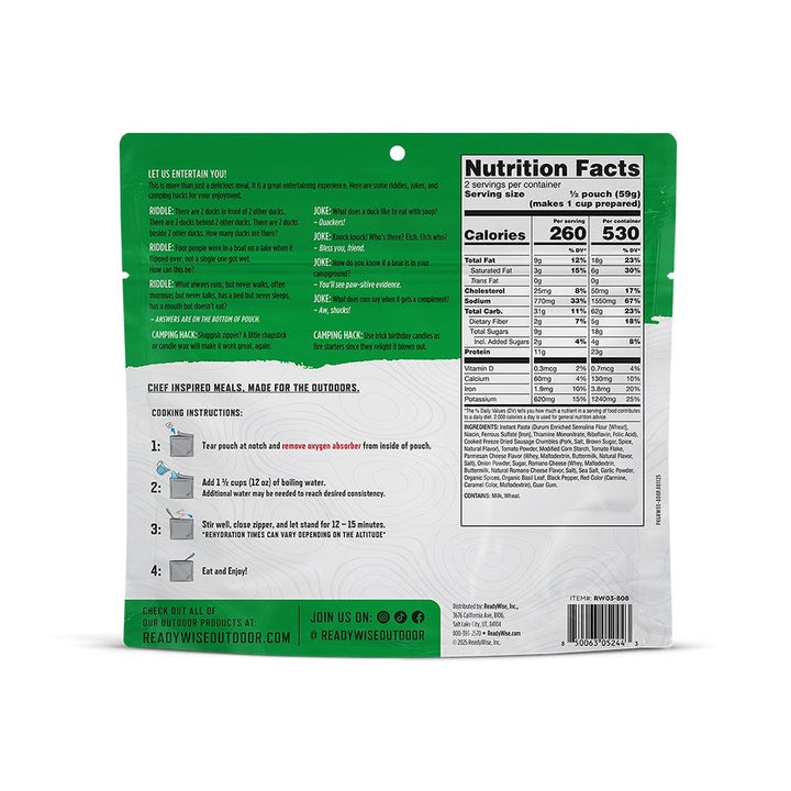ReadyWise CP Lasagna with Beef Single Serve - POWER FIT SHOP — Powering Preparedness, Health &amp; Home