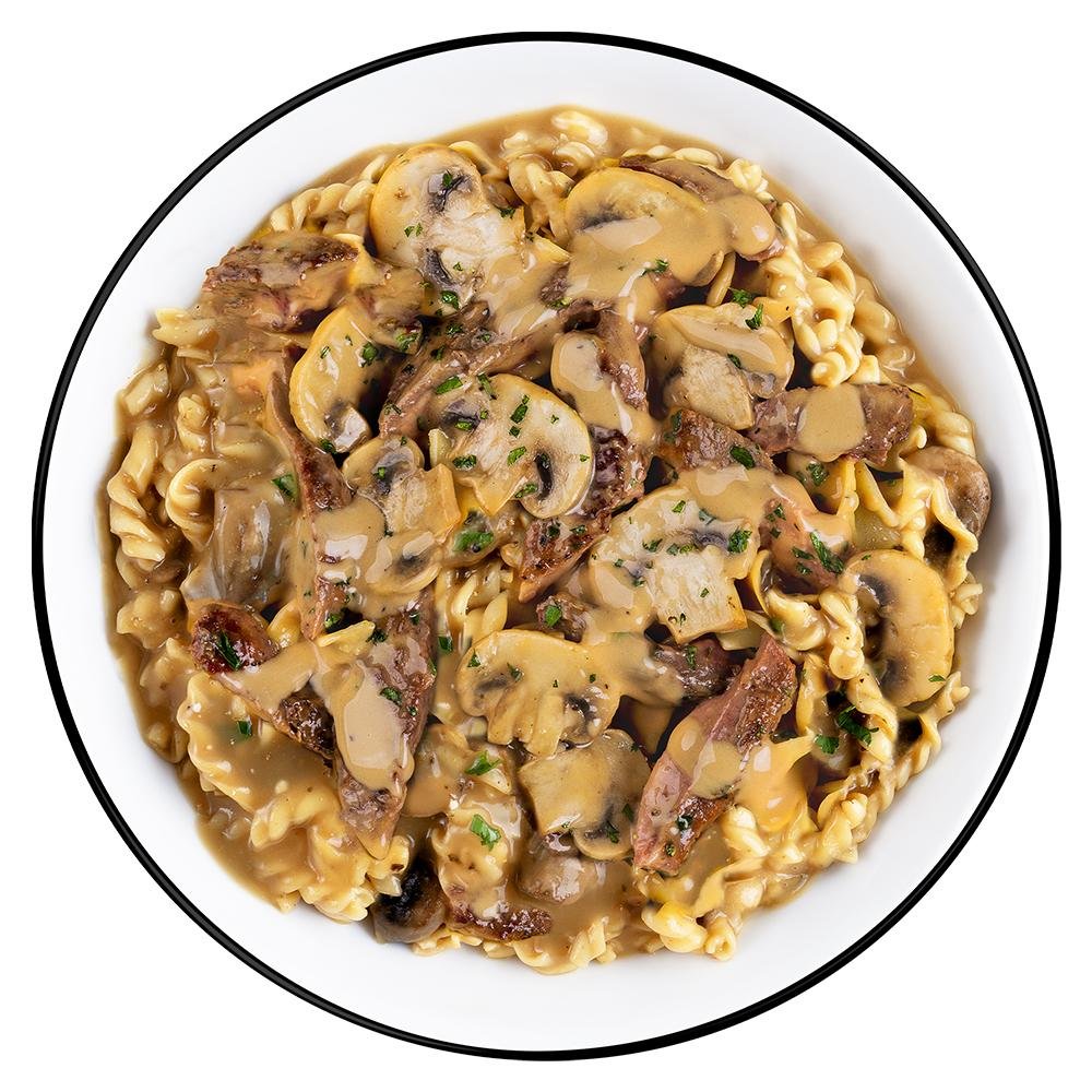 Chattanooga Readywise Pro Meal Beef Stroganoff single pouch, 4.87 oz, creamy pasta dinner with beef in a ready-to-eat food package.