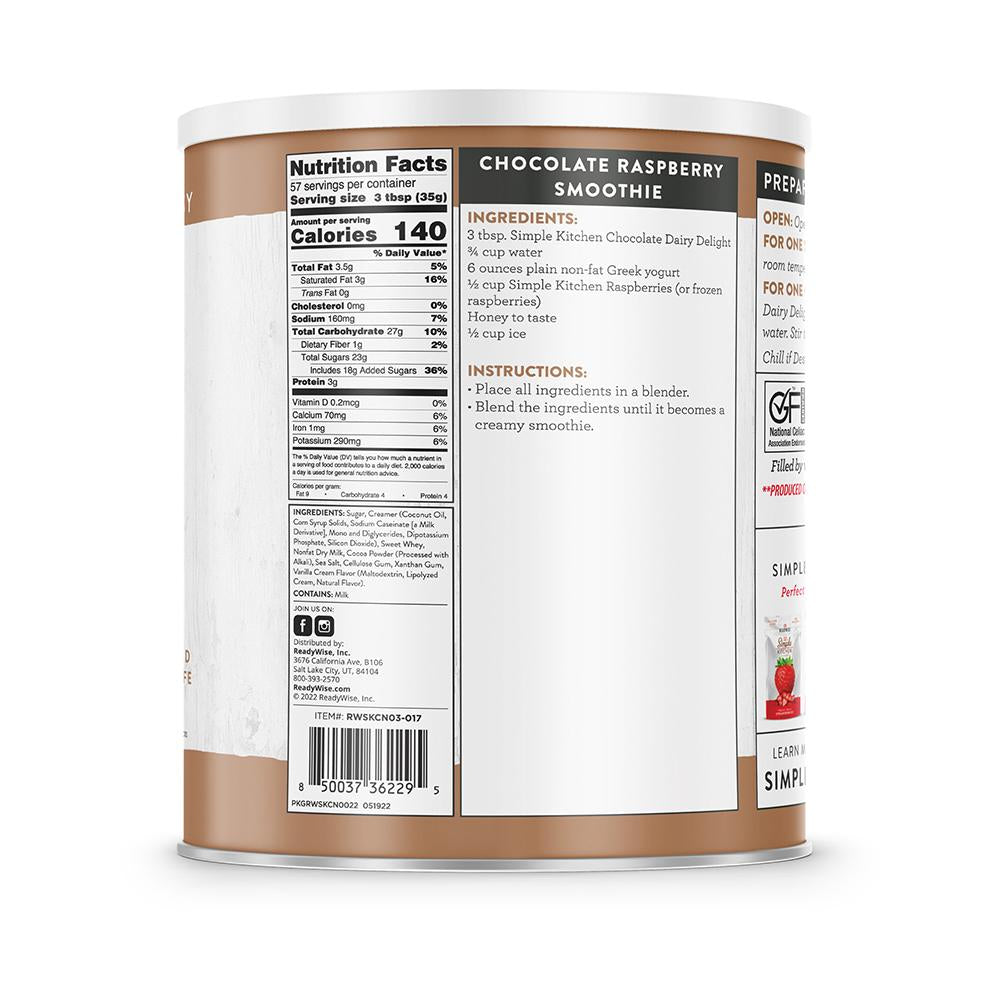 ReadyWise Simple Kitchen Chocolate Dairy Delight - 57 Serving Can