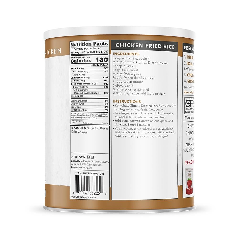 ReadyWise Simple Kitchen FD Diced Chicken - 16 Serving Can